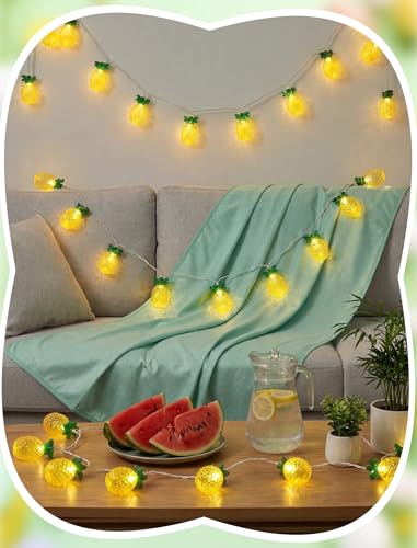 8.5Ft Pineapple String Lights, Hawaiian Beach Themed Party Lights with 10LED Warm White Waterproof Pineapple Fairy Lights, Tropical Decoration for Indoor Outdoor Party Bedroom Wedding Birthday Pool - color: Pineapple