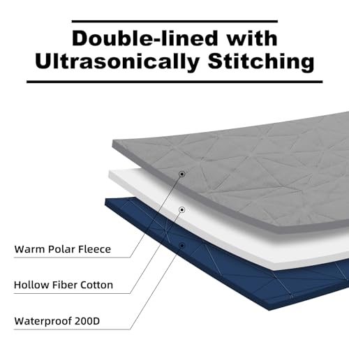 Large Outdoor Waterproof Blanket Extra Thick Fleece Stadium Blanket for Camping, Car, Pet, Picnics - Windproof, Wearable, Machine Washable 80" x 58" (Deep Blue,Hooded) - color: Hooded-deep Blue