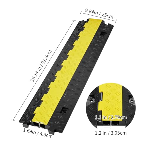 Happybuy 5 PCs Cable Protector Ramp, 2 Channel, 22000 lbs/axle Capacity Heavy Duty TPU Wire Cover Ramp Hose Protector Ramp for Driveway, with TPR Flip-Open Top Cover for Indoor & Outdoor Use