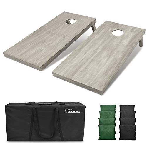 GoSports 4 ft x 2 ft Regulation Size Wooden Cornhole Boards Set - Includes Carrying Case and Bean Bags (Choose Your Colors) Over 100 Color Combinations - color: Black & Dark Green