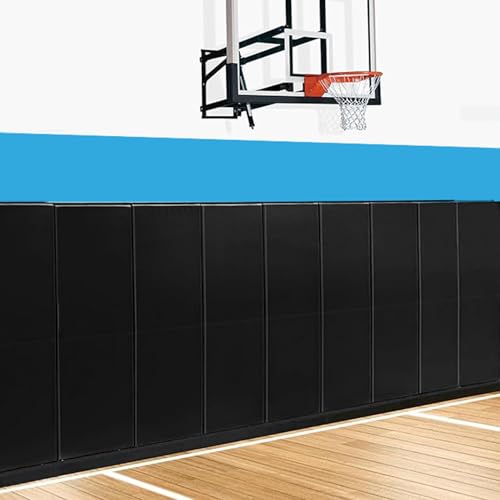 Basketball Wall Panels, 2" Thick Wall Pads for Gym, Gym Wall Padding with Waterproof Leather, Anti Collision Padded Foam Mat Protection for Kids Basketball Hoops - color: Black, size: 60"x24"x2"