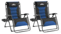 Zero Gravity Lounge Chairs - Set of 2 Oversized Reclining Patio Chairs with Adjustable Pillow & Cup Holder (500lbs Capacity, Black/Blue) - color: Black & Blue, size: X-Large/2 PCS