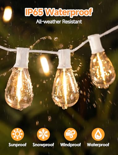 Larkvue 25FT LED Outdoor String Lights, 10+1 Edison S11 Dimmable Bulb Waterproof Shatterproof Patio Lights, Linkable Hanging Strand for Yard, White - color: White