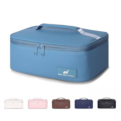 NOL Natural Organic Lifestyle Insulated Lunch Bag for Adults –Compact Cooler Lunch Box with Food-Grade Lining, Waterproof Lunch Bag for Work, Travel | Portable Thermal Meal Tote with Handle,Dusty blue - color: Dusty blue, size: Small (4.5 Liters)