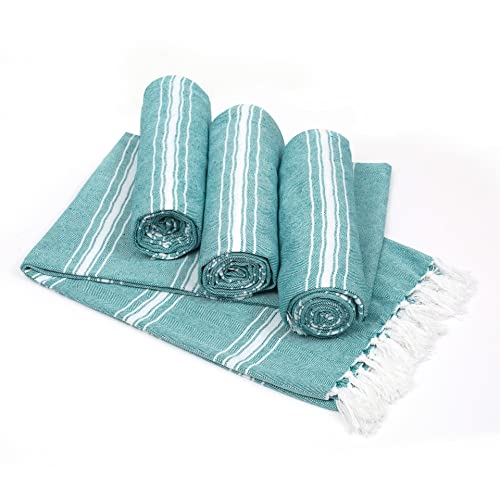 Belizzi Home Turkish Beach Towel -Large Beach Towels Oversized 4 Pack - Soft Durable Compact Lightweight Quick Dry Sand Free Bath Pool Towel Set for Beach Gifts Clearance Vacation Travel - Teal - color: Teal, size: 4 Pack