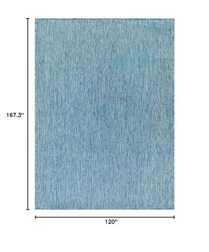 Beverly Rug Indoor Outdoor Rug 10x14, Washable Outside Carpet for Patio, Deck, Porch, Solid Modern Area Rug, Water Resistant, Aqua Blue - color: Solid - Aqua Blue, size: 10' x 14' (Rectangular)
