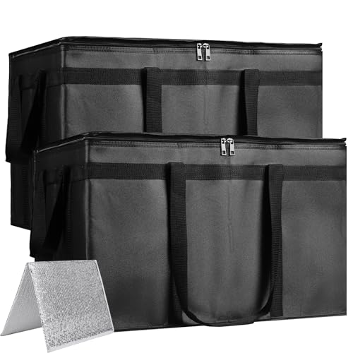 Bodaon Large 2-Pack Insulated Food Delivery Bag With Hard Bottom, XXXL Grocery Shopping/Catering/Bags, Rideshare Delivery Bag, Cold/Hot Styrofoam Carrier for Travel/Car - color: Black, size: XXX-Large(with Hard Bottom)