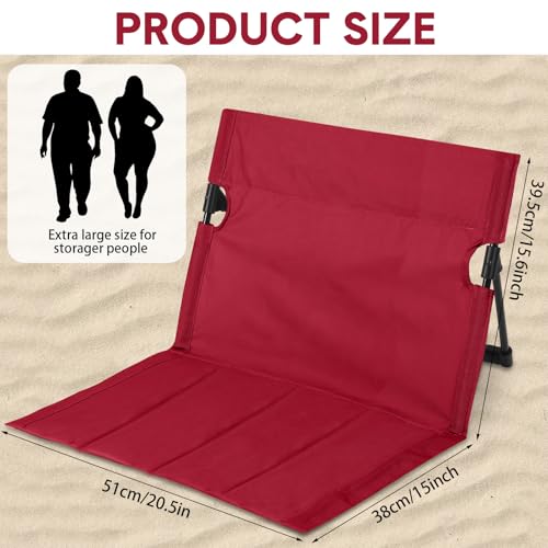 Jetec Foldable Floor Backrest Chair Portable Camping Chair with Storage Bag Light Weight Lazy Seat for Indoor Outdoor Bed Ground Park Lawn Concerts Beach Hiking - color: Red, size: X-Large