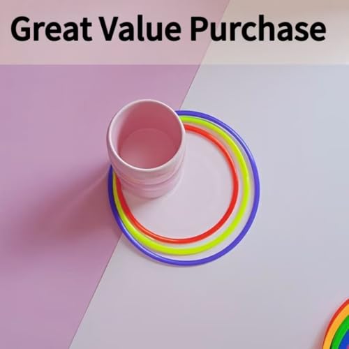 24PCS 4 Sizes Plastic Ring Toss Game Set - Outdoor Yard Games for Family Party, Speed & Agility Training Toys for Kids Adults - Includes Carnival Birthday Bridal Shower Party Favors (Colors May Vary)