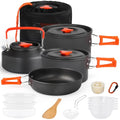 Gutsdoor Camping Cookware Set Camping Gear Campfire Utensils Non-Stick Cooking Equipment Lightweight Stackable Pot Pan Bowls with Storage Bag for Outdoor Hiking - style: 16pcs (Orange)