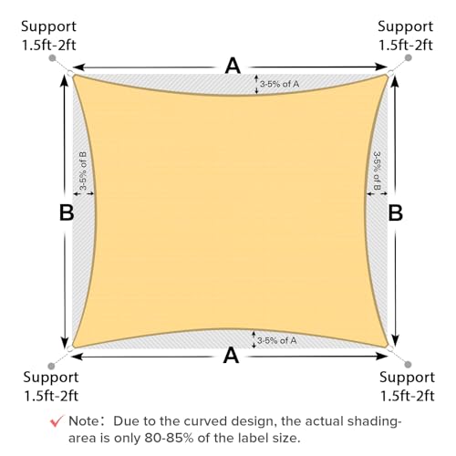 Artpuch Sun Shade Sail, 10'x15' Beige Rectangle, Curved Edged Commercial Grade 185GSM Permeable Outdoor Shade Cloth for Deck, Backyard, Patio (Custom Sizes Made)