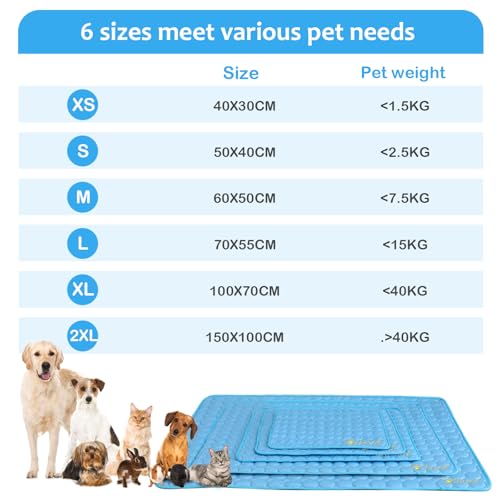 NIBESSER Personalized Dog Cooling Pad for Dog Cats Kennel Ice Silk Portable & Washable Summer Pet Self Custom Cooling Bed Blanket Crate Sleep Mat, Light Blue - color: Light Blue