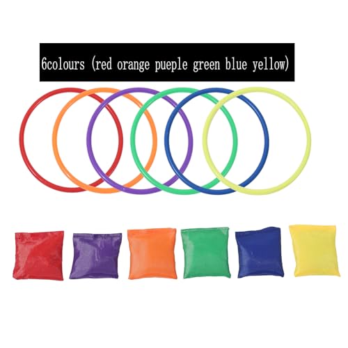 24Pcs Nylon Bean Bags Plastic Rings Game Sets for Kids Ring Toss Game Booth Carnival Garden Backyard Outdoor Games Speed Agility Training Games