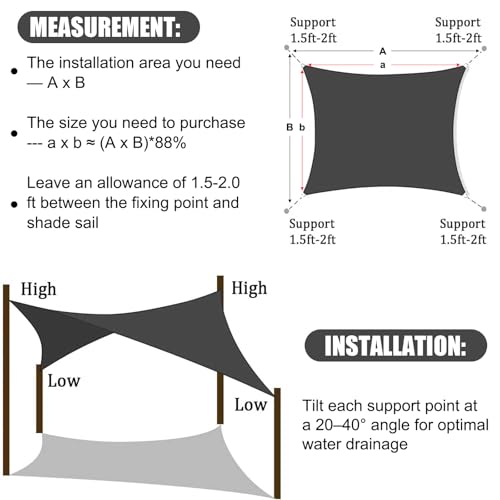 12' x 16' Rectangle Waterproof Sun Shade Sail, Sail Shades Canopy Cloth Shelter Cover, 95% UV Blockage & Water Resistant, Sunshade Awning Canopies Outdoor for Patio Garden Backyard Deck -Cream - color: Cream, size: 12' X 16'
