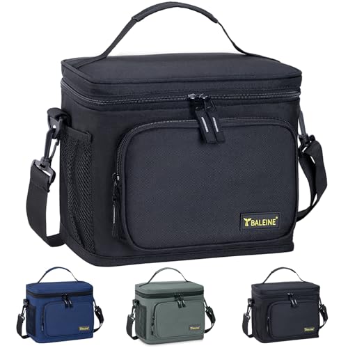 BALEINE Insulated Lunch Bag for Men Women, 15 Can Leakproof Cooler Bag with Adjustable Shoulder Strap for Work Picnic, Lunch Box for Women Men (Medium, Black) - color: Black, size: Medium