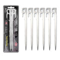 Tent Stakes 6-PCS - Camping Essentials for Tent Camper. Stainless Steel Heavy Duty Ground Stakes, Light Weight Camping Essentials, 11 inch 2.47 oz, Tent Accessories by LI JIU® (9 Inch 6 Pcs) - size: 9 Inch 6 Pcs