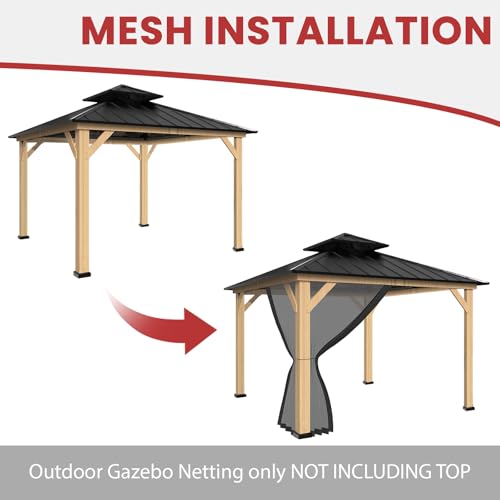 Coastshade Gazebo Canopy Mesh Walls Replacement 8x8 Gazebo Pergola Mosquito Screen Netting for Gazebos with 42Curtain Rings & 42Rail Hooks,Black - color: Black, size: Meshwall-8 x 8 ft