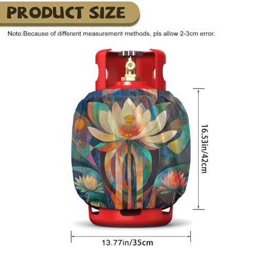 Lotus Flower Propane Tank Cover 20 LB Cylinder Covers for Outdoor and Indoor Use Dustproof Camper Propane Tank Cover - color: Lotus Flower