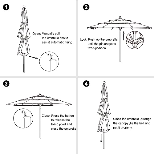 EliteShade USA 10-Year-Non-Fading 11ft 3-Tier Market Patio Umbrella, Commercial Grade Outdoor Table Umbrella with Cylinder Push-Up, Windproof & UPF 50+ UV Protection, Heavy Duty Ventilation for Garden, Deck, Pool, Backyard, Beach & Bistro, Sunflower Yello