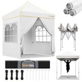 Hoteel 6.6x6.6 Pop Up Canopy Tent Heavy Duty with 4 Sidewalls, Waterproof Party Tent, Easy Set-up Commercial Instant Tents with Hand Bag, Rope & Nail, Hexagonal Leg (1-Year Warranty) - color: White, size: 6.6×6.6 （4 Walls）