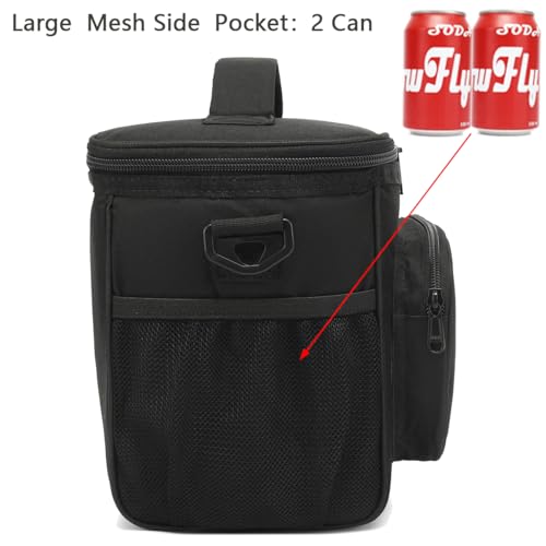 FlowFly Insulated Reusable Lunch Bag Adult Large Lunch Box for Women and Men with Adjustable Shoulder Strap,Front Zipper Pocket and Dual Large Mesh Side Pockets, Black - color: Black