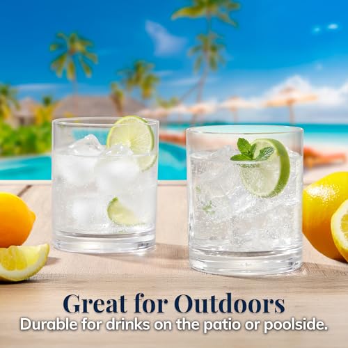 US Acrylic Classic Clear Plastic Reusable Drinking Glasses (Set of 6) 12oz Rocks Cups | BPA-Free Tumblers, Made in USA | Top-Rack Dishwasher Safe - color: Clear, size: Rocks Tumblers