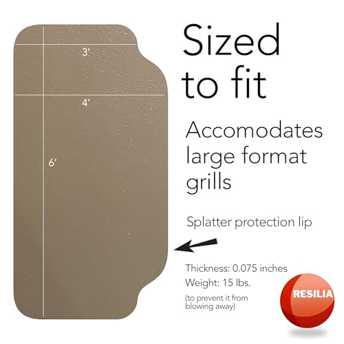 RESILIA Large Under Grill Mat – Heavy Duty, Outdoor Floor Protector Mats for Deck, Patio, & Garage – 72 Inch x 48 Inch with 12 Inch Splatter Protection Lip, Beige/Tan Orange Peel, Made in The USA - color: Beige/Tan - Orange Peel