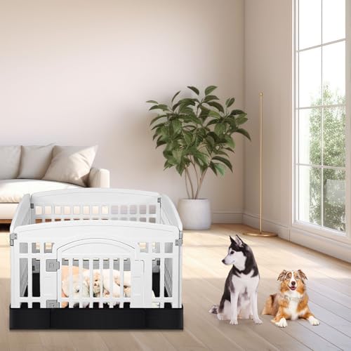 Marsui Dog Playpen Bottom Pad Fits for 36 Inch 4 Panels Pet Exercise Mat Puppy Crate Pad Reusable Washable Pet Training Pee Mat Hoop and Loop Design, Playpen Not Included (Black,Solid Color) - color: Black, style: Solid Color