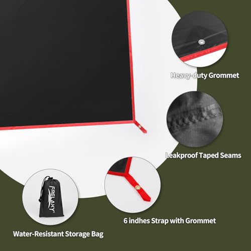 Frelaxy Tent Footprint, Waterproof Camping Tarp, Durable Tent Floor to Elevate Your Camping, Hiking, Backpacking, Hammock, Beach Experience - color: Black, size: 3 Person—80'' x 80''