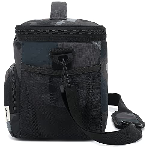 GYEUKHAM Insulated Reusable Lunch Bag Adult Large Lunch Box for Women and Men with Adjustable Shoulder Strap,Front Zipper Pocket and Dual Large Mesh Side Pockets,Black Camo - color: BlackCamo