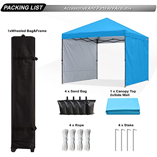 ABCCANOPY Easy Pop up Canopy Tent with 2 Sidewalls for Outdoor Sun Blocking or Rain Protection,10x10, Sky Blue - color: Sky Blue, size: 10x10