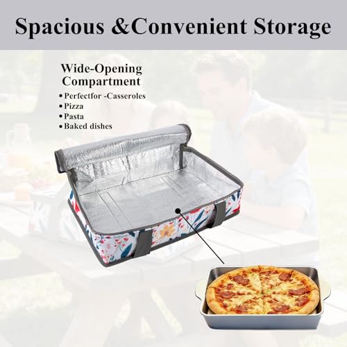 Insulated Casserole Carrier for Hot or Cold Food with Handle Food Transport for Travel Picnic Cookouts,Fits Pioneer Woman Kitchen Stuff Accessories and 9" x 13" Baking Dish - color: Color Four