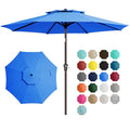 JEAREY 9' 2-Tiers Patio Umbrellas Outdoor Table Market Umbrella w/Push Button Tilt/Crank, 8 Sturdy Ribs, UV Protection Waterproof Sunproof(Royal Blue) - color: Royal Blue