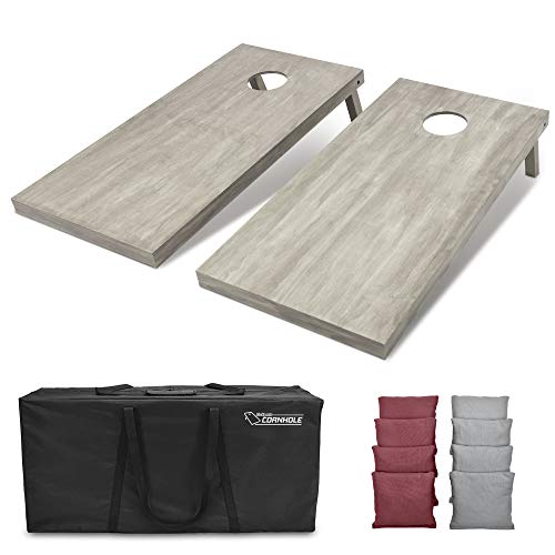 GoSports 4 ft x 2 ft Regulation Size Wooden Cornhole Boards Set - Includes Carrying Case and Bean Bags (Choose Your Colors) Over 100 Color Combinations - color: Gray & Burgundy