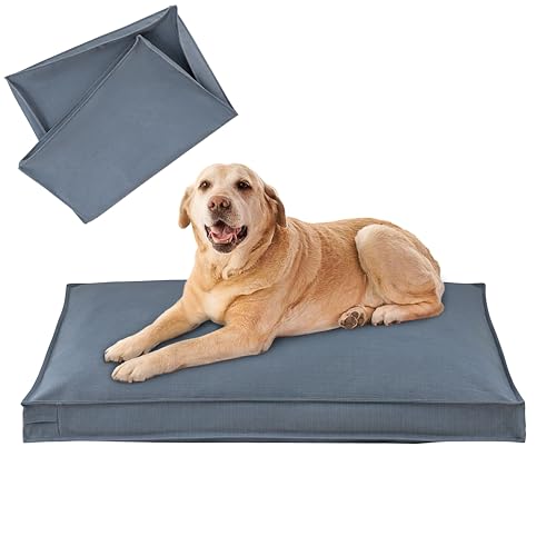 Dog Bed Covers Replacement Washable, Waterproof Dog Bed Cover with Zipper, 44Lx32Wx3H inch Durable Oxford Pet Bed Cover for Outdoor/Indoor Use, Cover Only, Blue-Gray - color: Blue-Gray, size: 44*32*3 inch