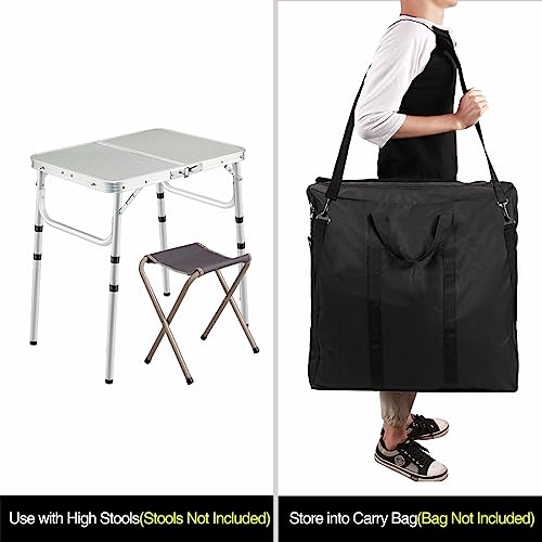 REDCAMP Small Camping Table 2 Foot, Portable Aluminum Frame Folding Table Adjustable Height Lightweight for Picnic Beach Outdoor Indoor, White 24 x 16 inch (3 Heights) - size: 2-Feet (3 heights 10"/19"/26")