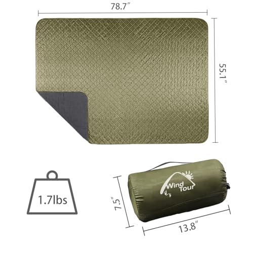 Wind Tour Warm Polar Fleece Blanket Picnic Outdoor & Beach, Machine Washable Camping Quilt for Cold Weather, Adventure, Sleeping, Backpacking (Army Green) - color: Army Green