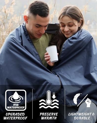 DUKUSEEK Large Waterproof Stadium Blanket for Cold Weather, Soft Warm Fleece Camping Blanket Windproof for Outdoor Sporting Events, Football Games,Navy Blue - color: Navy Blue