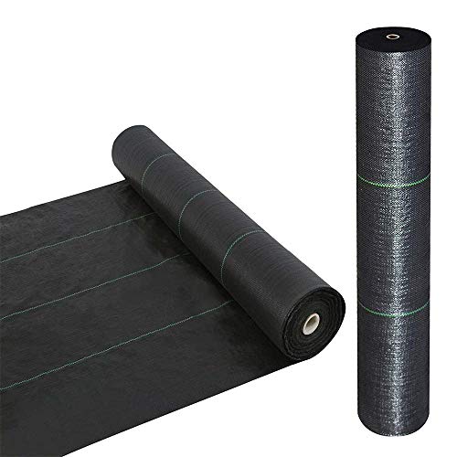 Goasis Lawn Weed Barrier Control Fabric Ground Cover Membrane Garden Landscape Driveway Weed Block Nonwoven Heavy Duty 125gsm Black,5FT x 100FT - size: 5FT x 100FT