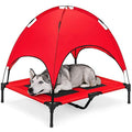Best Choice Products 36in Elevated Cooling Dog Bed, Outdoor Raised Mesh Pet Cot w/Removable Canopy Shade Tent, Carrying Bag, Breathable Fabric - Red - color: Red, size: 36in