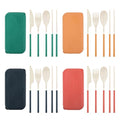 JEPELUS 4 Sets Reusable Travel Utensils Set with Case, Collapsible Utensil Sets Cutlery Set for Lunch Box, Portable Fork Knife Spoon Chopsticks Flatware Tableware for Work Daily Use Adult
