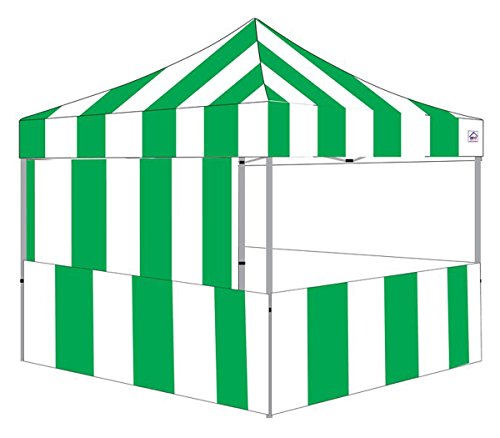 Impact Canopy 10' x 10' Pop-Up Canopy Tent, Carnival Tent Kit with Powder-Coated Steel Frame, Sidewall, and Half Walls, Green/White Stripe - color: Green, size: 10' x 10'