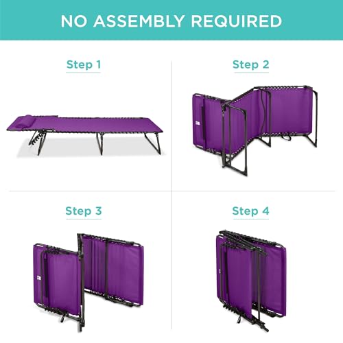 Best Choice Products Patio Chaise Lounge Chair, Portable Outdoor Folding Recliner for Lawn, w/ 8 Positions, Handles, 300lb Capacity - Purple - color: Purple