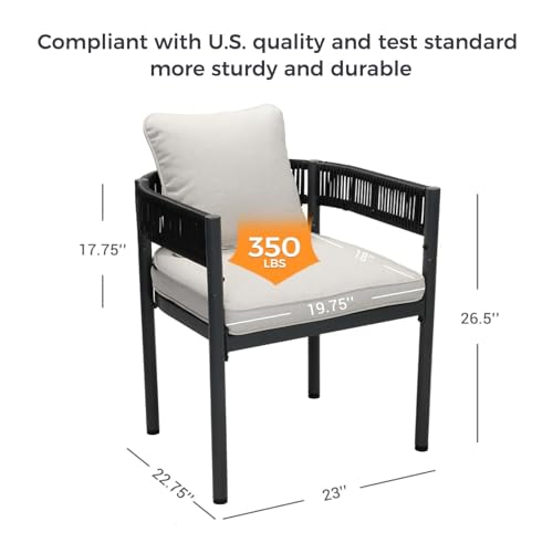 Grand patio 7-Piece Outdoor Dining Set for 6 with 1 Rectangle Expandable Table for 4-6 Person, Metal Woven Wicker Fixed Patio Chairs with Thickened Cushions for Yard, Poolside, Deck (Black) - color: Black, size: 7PCS