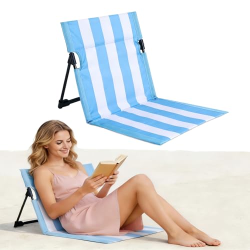 Stripes Foldable Pool Chair,Ultra-Light Portable Beach Chair with Carry Bag for Sunbathing Swimming Poolside Picnic Lawn Road Hiking Trips (1, Blue and White) - color: Blue and White