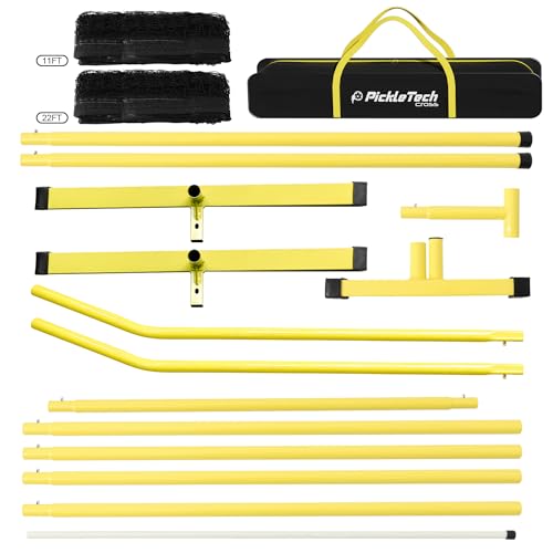 PICKLETECH 4.0 Slim Version Portable Pickleball Nets Outdoor Game 22 FT Pickleball Net-USAPA Regulation Size-Pickle Ball Net System with Carrying Bag for Driveway - color: Yellow, size: 2in 1