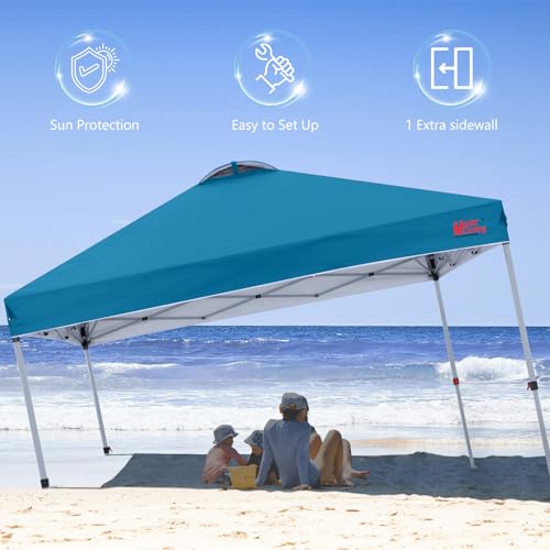 MASTERCANOPY Durable Pop-up Canopy Tent with 1 Sidewall (10'x10',Cyan Blue) - color: Cyan Blue, size: 10x10
