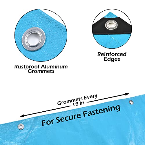 Tarps Heavy Duty Waterproof 8x10-12 mil Thick Camping Tent - Blue Tarp 8x10 UV Resistant, Rip & Tear Proof with Metal Grommets – Multipurpose Use for Camping, Tent, Boat, RV, Car, & Pool Cover - size: 8'x10'