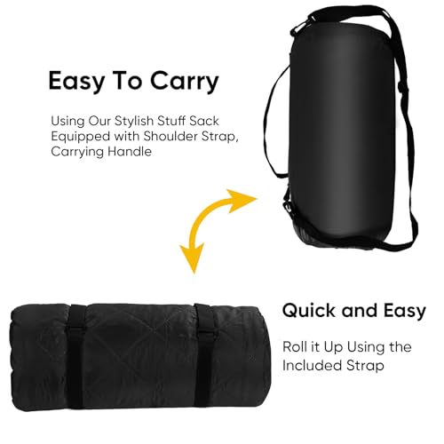 Waterproof Camping Blanket w/Fleece Lining, Large Stadium Blankets for Outdoor Cold Weather, Windproof Emergency Throw, LightWeight and Warm for Hiking, Dog, Picnic, Washable, 55”X 82” (Black, 1PCS) - color: Fleece Black-250 Gsm, size: 82"x 55"