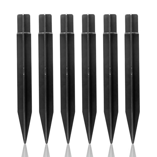 6 Pcs Solar Light Stakes Replacement, 8.27 Inch Plastic Ground Stakes, Black Pathway Lights Spike for Yard, Garden, Outdoor (Inside Diameter 0.87 Inch) - size: 6 Pcs